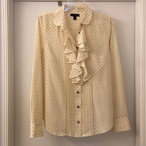 J CREW SILK RUFFLE BUTTON UP